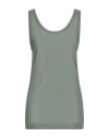 Lemaire Ribbed Silk Jersey Tank Top In Green