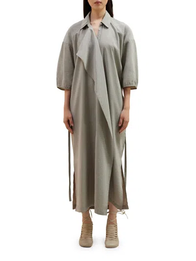 Lemaire Women's Asymmetric Silk-blend Shirtdress In Light Misty Grey