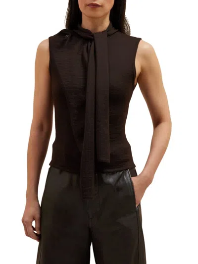 Lemaire Women's Asymmetric Wool-blend Sleeveless Cardigan In Pecan Brown