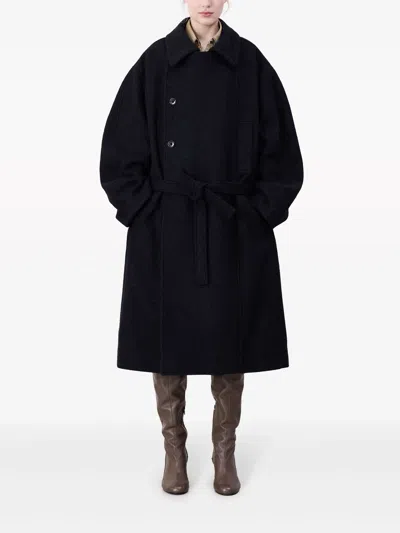 Lemaire Wool Coat In Bk Black