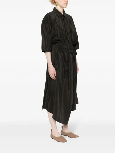 Lemaire Women Asymmetrical Shirt Dress In Br507 Dark Espresso
