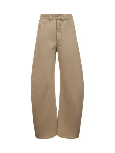 Lemaire Women Beige Denim High Waisted Curved Pants In Brown