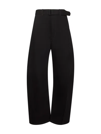 Lemaire Women Black Twill Twisted Belted Trousers