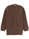 Lemaire Longline Coat With Ribbed Texture And Pockets In Brown