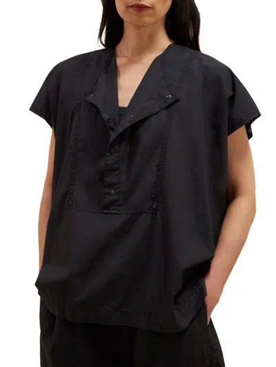 Lemaire Cap Sleeve Top With Snaps Shirt, Blouse Black