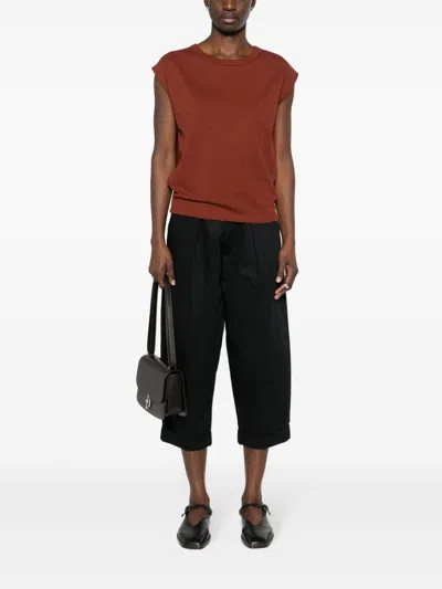 Lemaire Cap Sleeve T-shirt In Brown