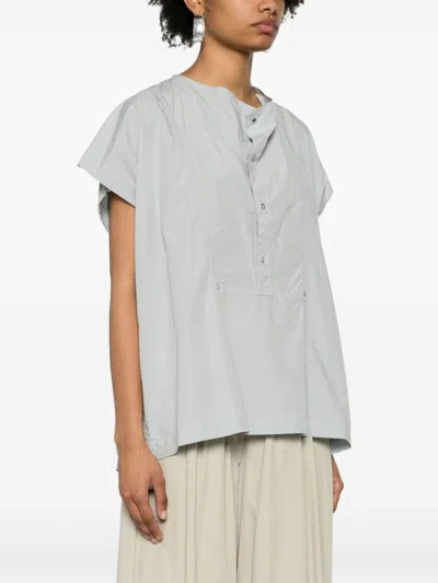 Lemaire Cap Sleeve Top With Snaps In Cloud Grey
