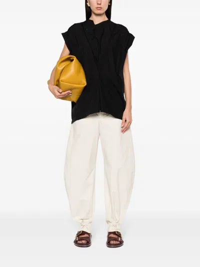 Lemaire Women Cap Sleeve Top With Snaps In Bk999 Black