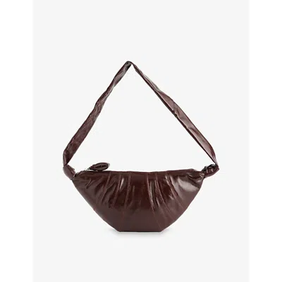 Lemaire Womens Chocolate Fondant Croissant Medium Coated-cotton Shoulder Bag In Br401 Chocolate Fondant