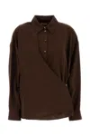 Lemaire Women Chocolate Silk Blend Shirt In Brown