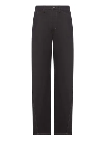 Lemaire Women Cotton Trousers In Brown
