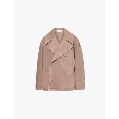 Lemaire Womens Denim Snow Mauve Dispatch Patch-pocket Jacket In Pink