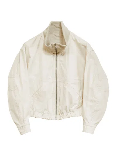 Lemaire Women's Double-layer Cotton Bomber Jacket In Pale Ecru
