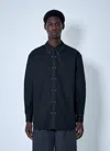 Lemaire Black Cotton Satin Embellished Metal Shirt In Black