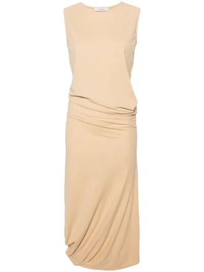 Lemaire Women Fitted Twisted Dress In Bg246 Soft Sand