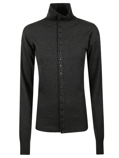 Lemaire Women Fitted Wool Cardigan With Buttons In Gray