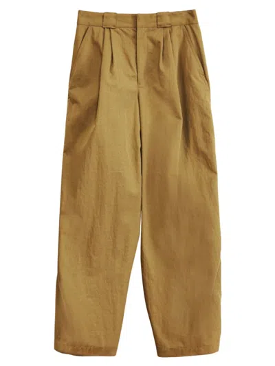 Lemaire High-waist Wide-leg Trousers In Ochre Khaki