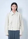 Lemaire Long-sleeved Leather Jacket In Neutral