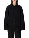 Lemaire Boxy Jacket Heavy Broken Twill Oversized Jacket In Nero