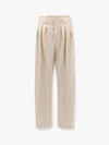 Lemaire Pleated Wool-blend Straight-leg Pants In Cream