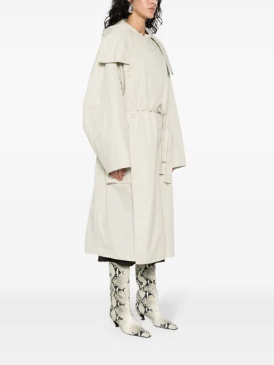 Lemaire Women Light Asymmetrical Coat In Bk908 Light Overcast Grey