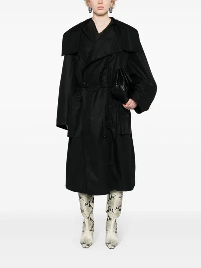 Lemaire Women Light Asymmetrical Coat In Bk999 Black