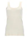 Lemaire Off White Solid Round Neck Top In Off White