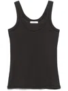 Lemaire Form-fitting Black Ribbed Tank Top With Scoop Neckline In Multicolor