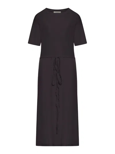 Lemaire Women Ribbed T-shirt Dress With Belt In Black