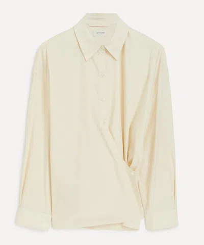 Lemaire Women's Silk Straight Collar Twisted Shirt In White