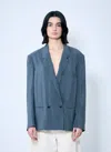 Lemaire Women Soft Tailored Double-breasted Blazer In Blue