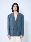 Lemaire Women Soft Tailored Double-breasted Blazer In Gray