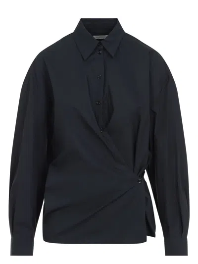 Lemaire Women's Straight Collar Twisted Shirt In Black