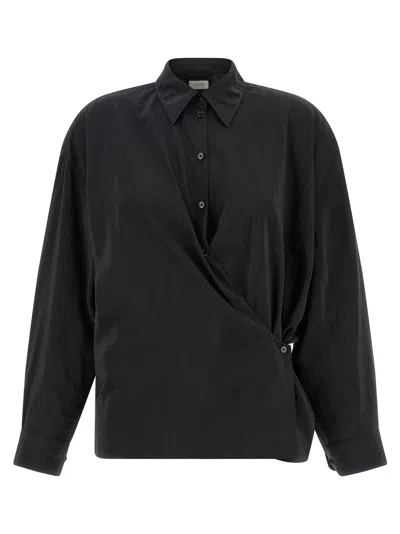Lemaire Women's Straight Collar Twisted Shirt In Black