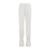 Lemaire Chalk White Cotton Straight Pants With Strings In Nude & Neutrals