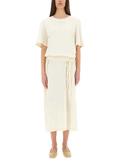 Lemaire Women T-shirt Dress With Belt In Ivory