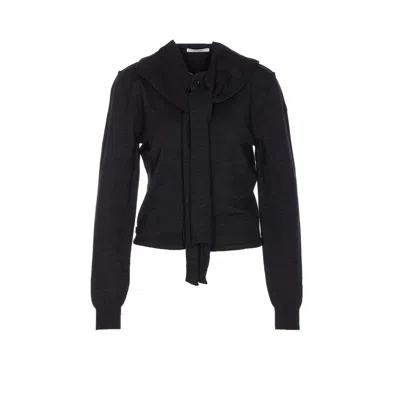 Lemaire Women Twisted Cardigan With Scarf In Black