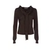 Lemaire Knitwear With Attached Scarf And Button Detail In Brown