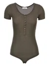 Lemaire Ribbed Viscose And Silk Blend Bodysuit In Gray