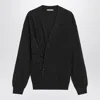 Lemaire Charcoal Grey Wool-blend Cardigan In Black