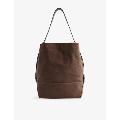 Lemaire Womens Belted Cotton-canvas Tote Bag Dark Chocolate