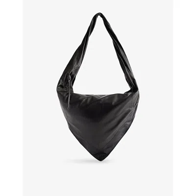 Lemaire Womens  Scarf Leather Shoulder Bag In Black / Dark Chocolate