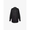 Lemaire Black Cotton Satin Embellished Metal Shirt In Black