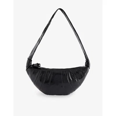Lemaire Womens Medium Croissant Leather Shoulder Bag Black