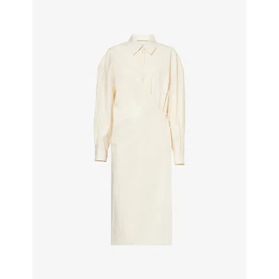 Lemaire Womens Cream Twisted Long-sleeve Cotton Maxi Dress In Ivory