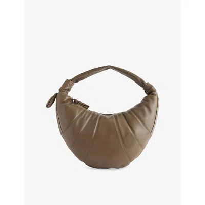 Lemaire Womens Dark Khaki Fortune Croissant Leather Shoulder Bag In Brown