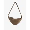 Lemaire Womens Small Croissant Leather Shoulder Bag Dark Khaki In Brown