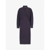 LEMAIRE LEMAIRE WOMEN'S DARK NAVY TWISTED WRAP-OVER COTTON MIDI DRESS