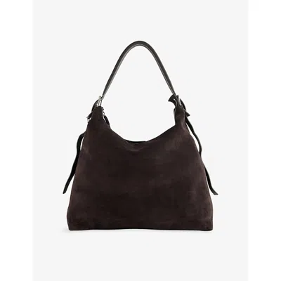 Lemaire Womens Ebony Brown Belted Suede Hobo Bag