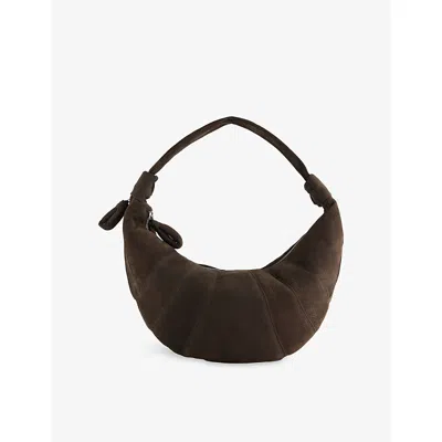 Lemaire Womens Ebony Brown Fortune Croissant Suede Shoulder Bag